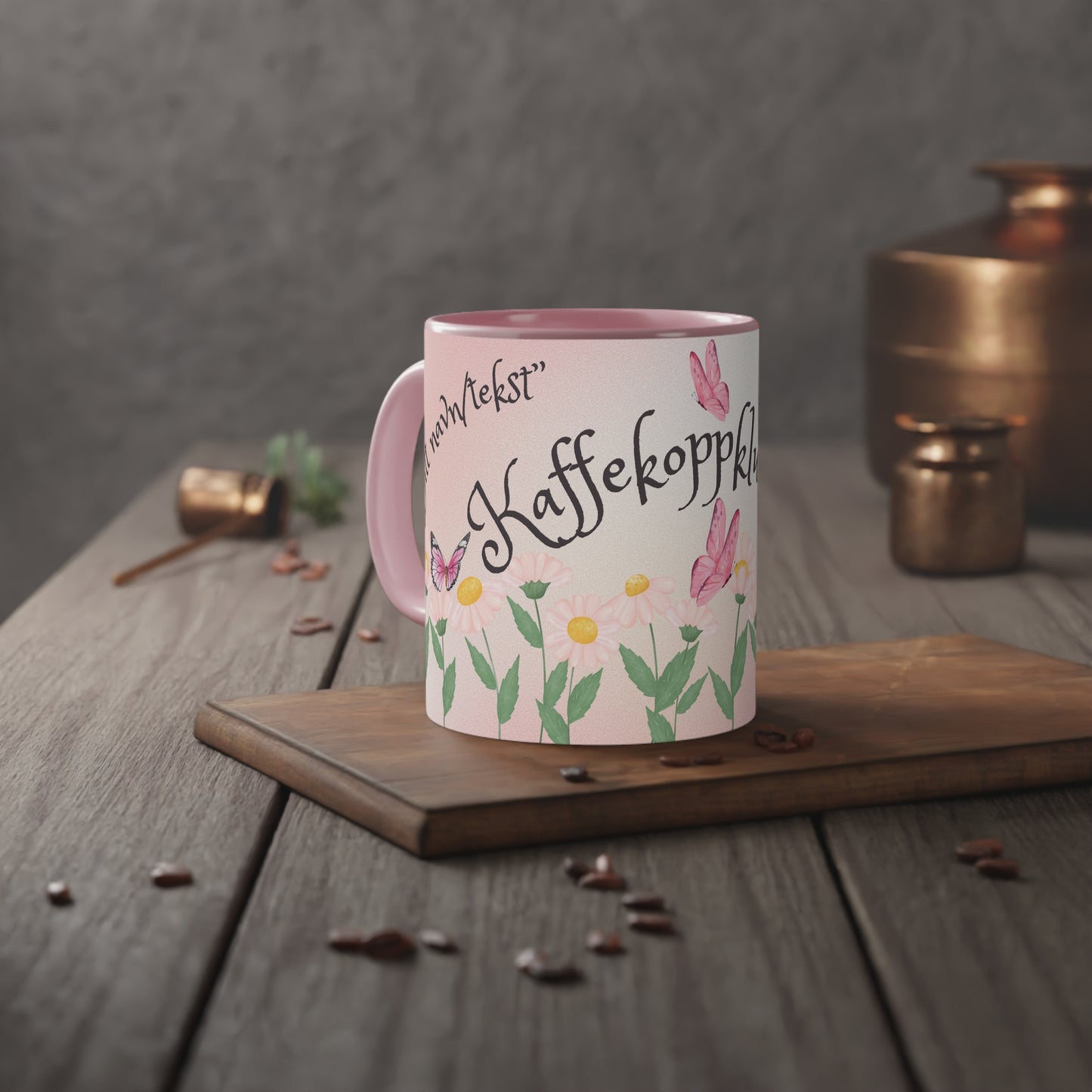 Sommerfugl 2 - Kaffekoppklubben med ditt navn/tekst