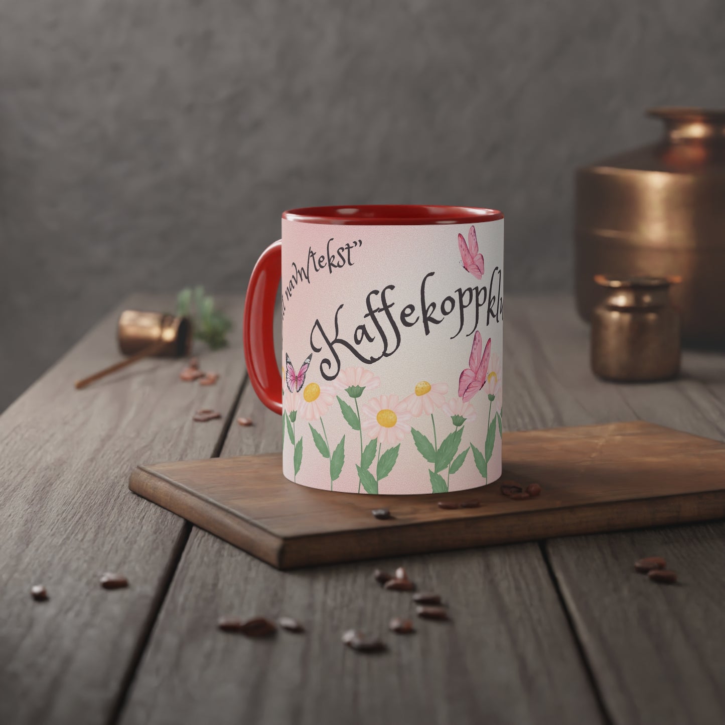 Sommerfugl 2 - Kaffekoppklubben med ditt navn/tekst