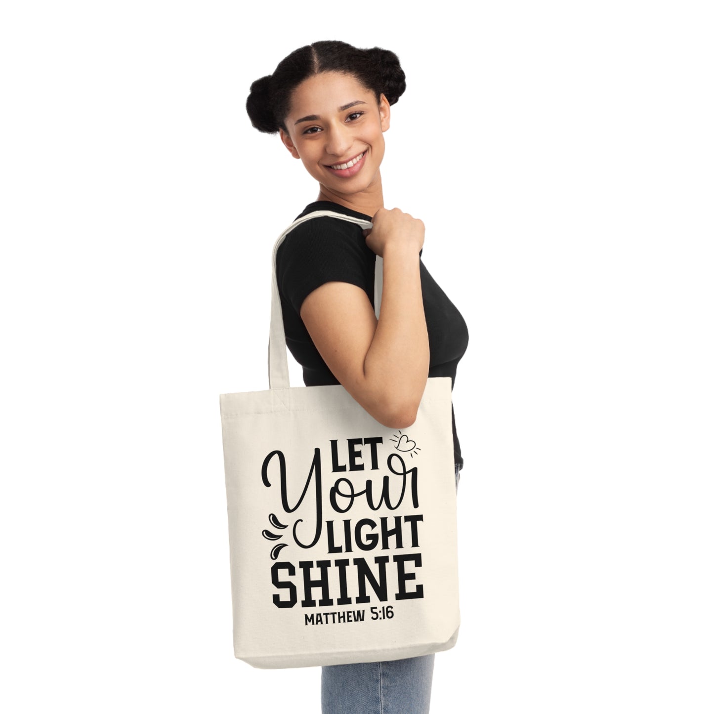 Let your light shine - Matt 5:16 - Woven Tote Bag